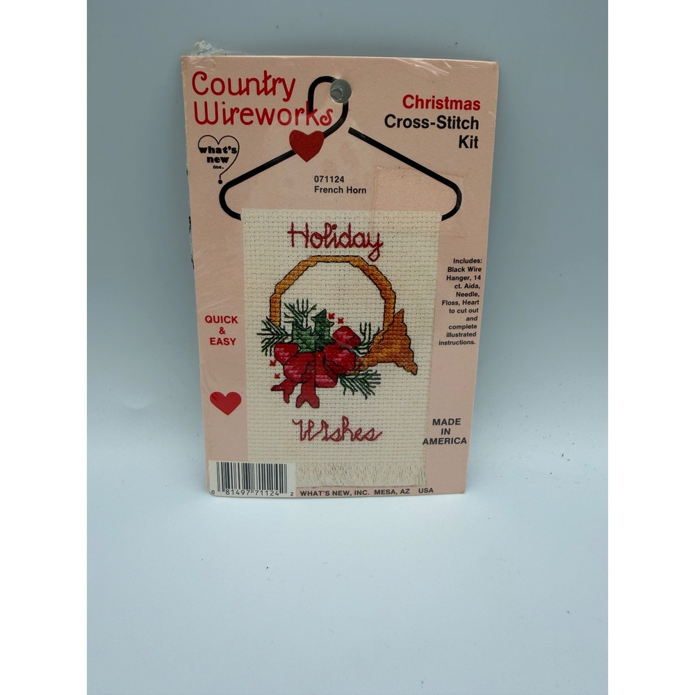 Country Wireworks Christmas Cross Stitch Kit French Horn Holiday Wishes 071124